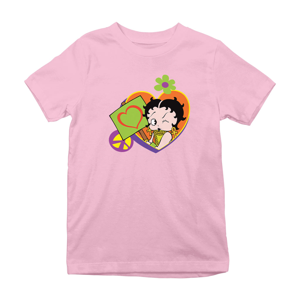Betty Boop Hippy Heart Sign Kids T-Shirt