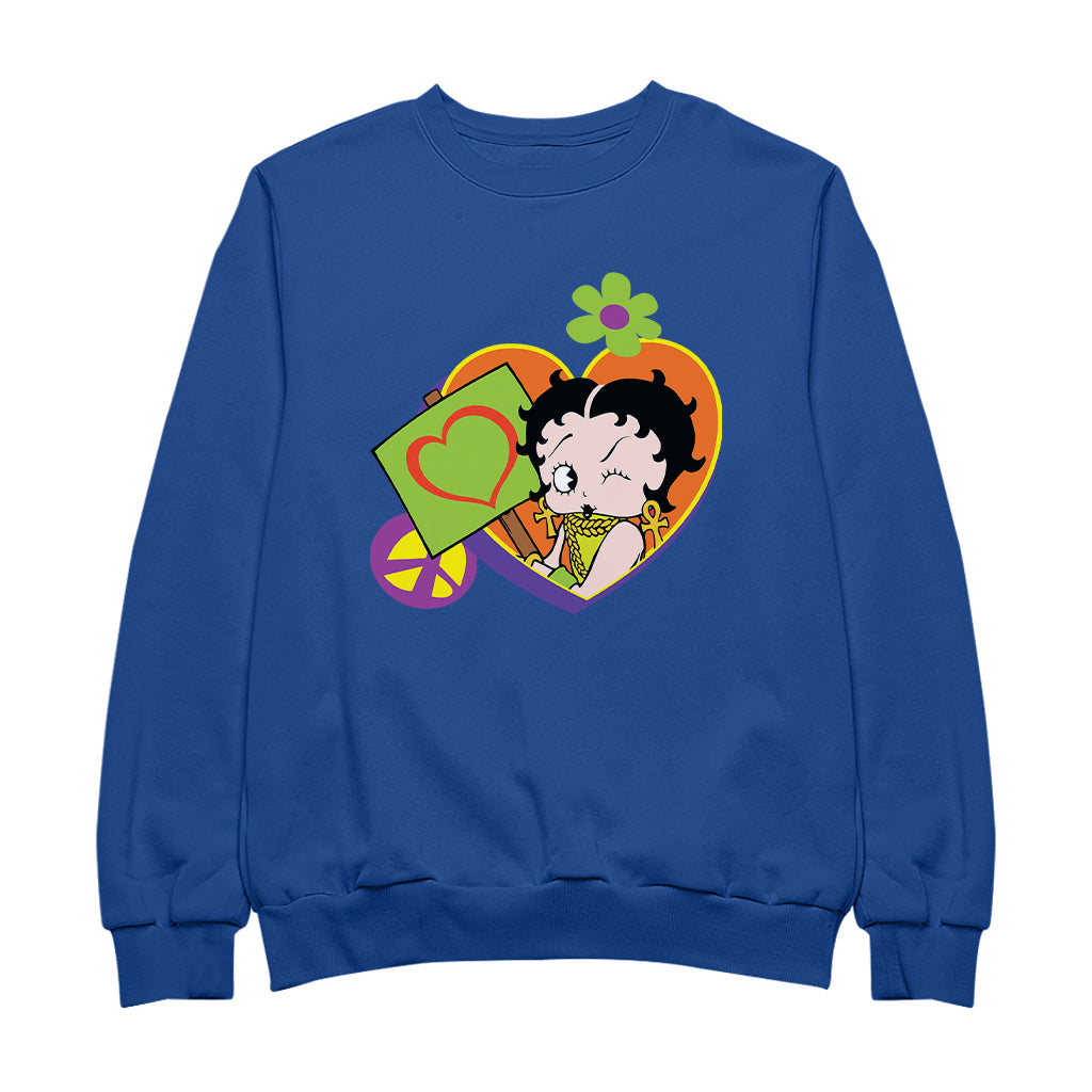 Betty Boop Hippy Heart Sign Men's Sweatshirt