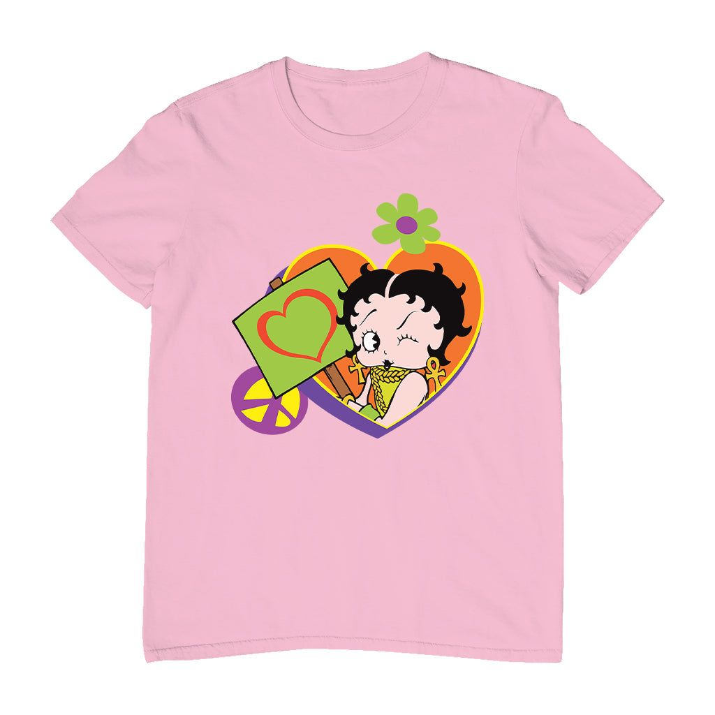 Betty Boop Hippy Heart Sign Men's T-Shirt