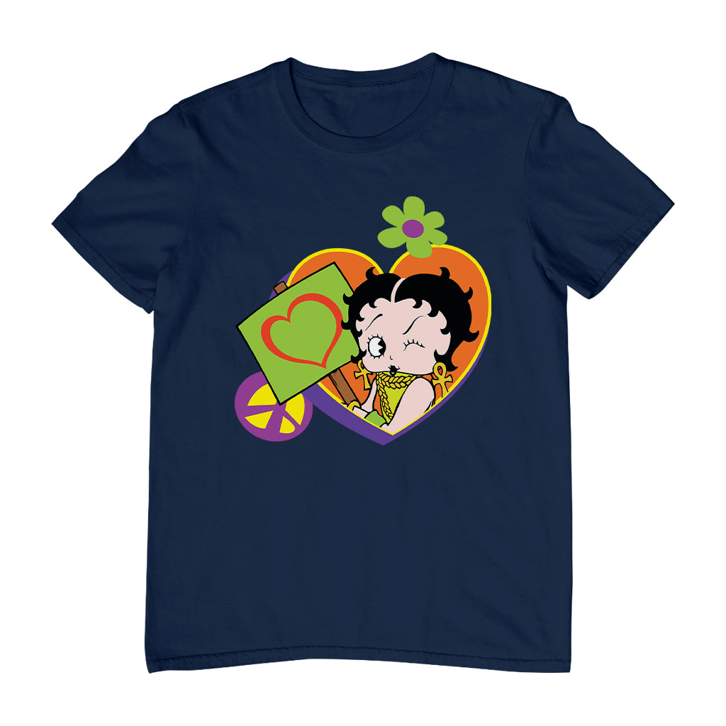 Betty Boop Hippy Heart Sign Men's T-Shirt