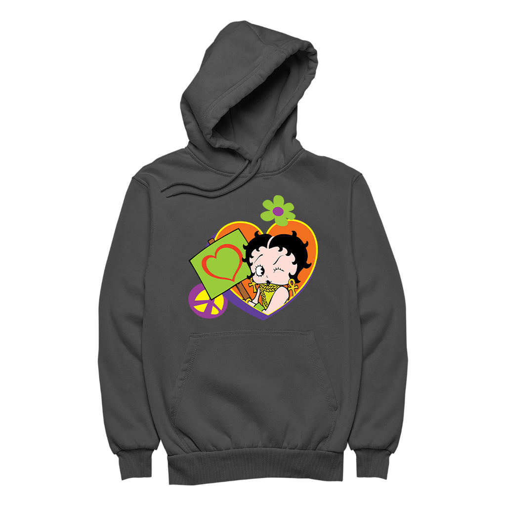 Betty Boop Hippy Heart Sign Women's Hooded Sweatshirt