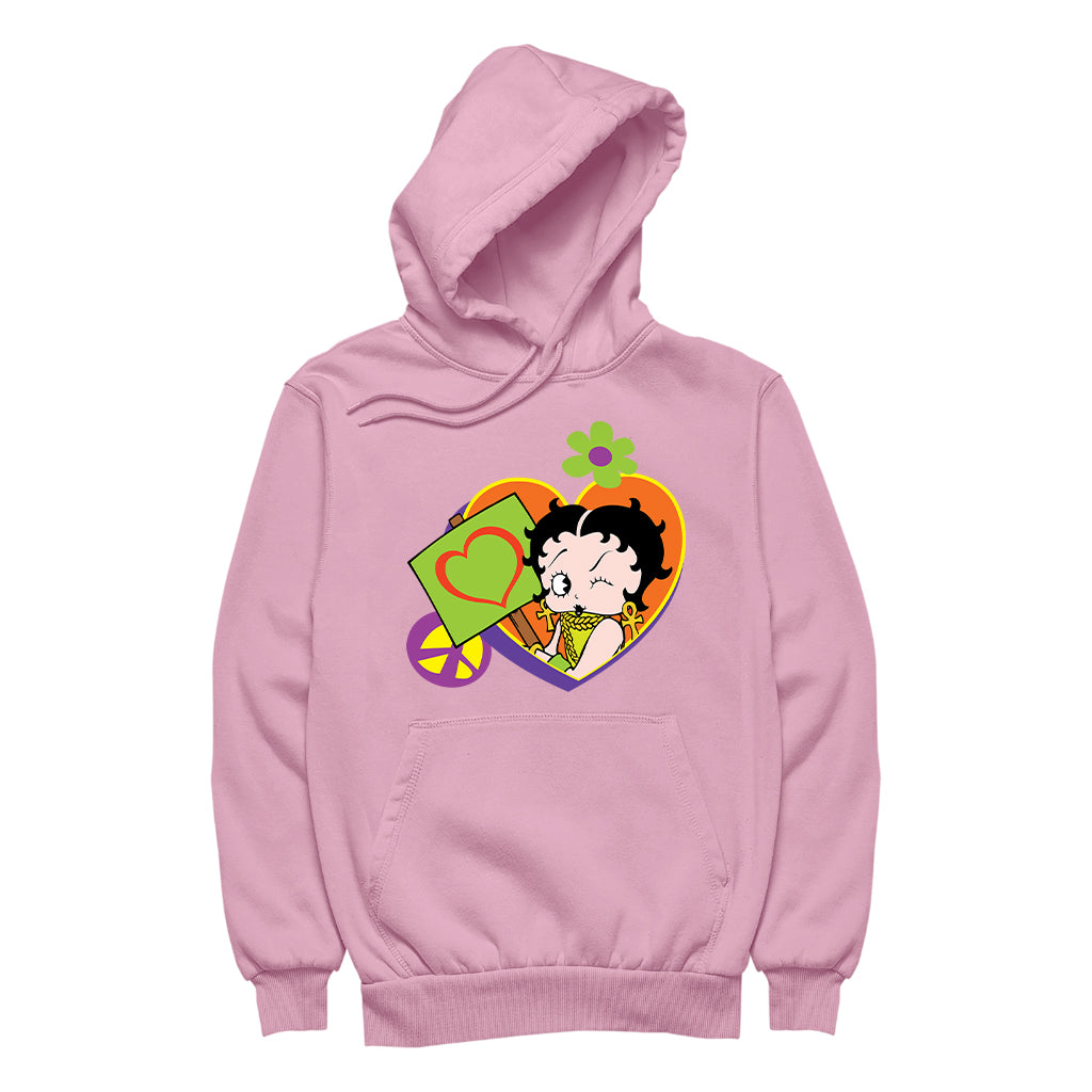 Betty Boop Hippy Heart Sign Women's Hooded Sweatshirt