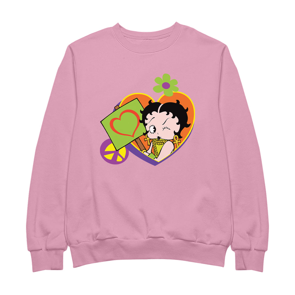 Betty Boop Hippy Heart Sign Women's Sweatshirt