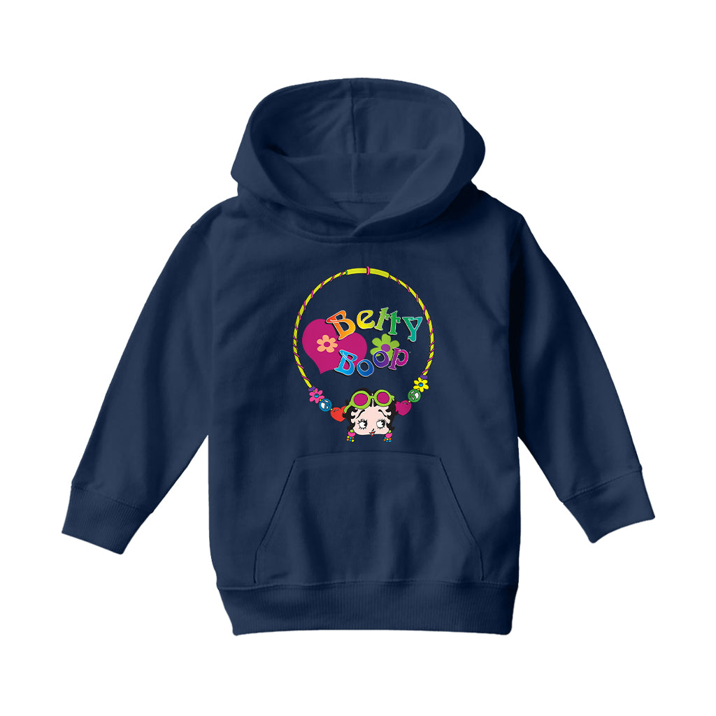 Betty Boop Hippy Hoop Heart Kids Hooded Sweatshirt