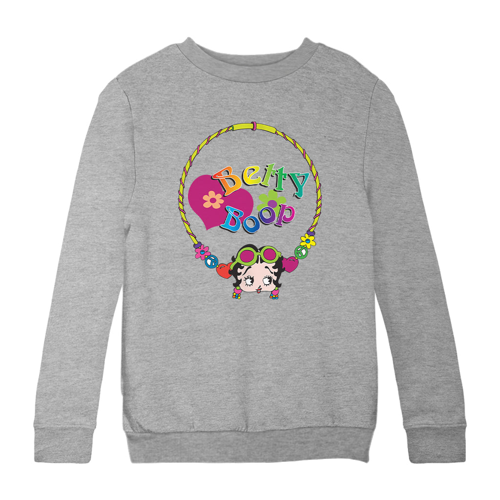 Betty Boop Hippy Hoop Heart Kids Sweatshirt