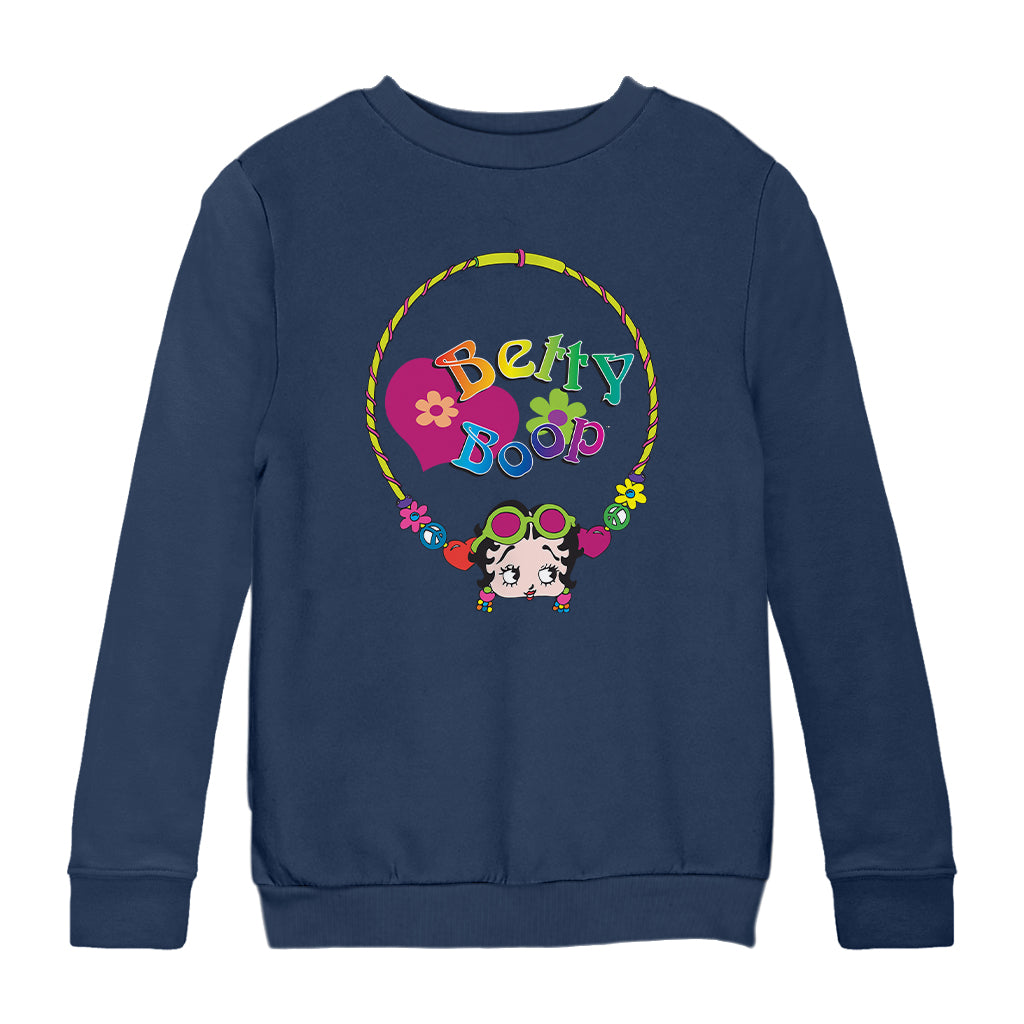 Betty Boop Hippy Hoop Heart Kids Sweatshirt