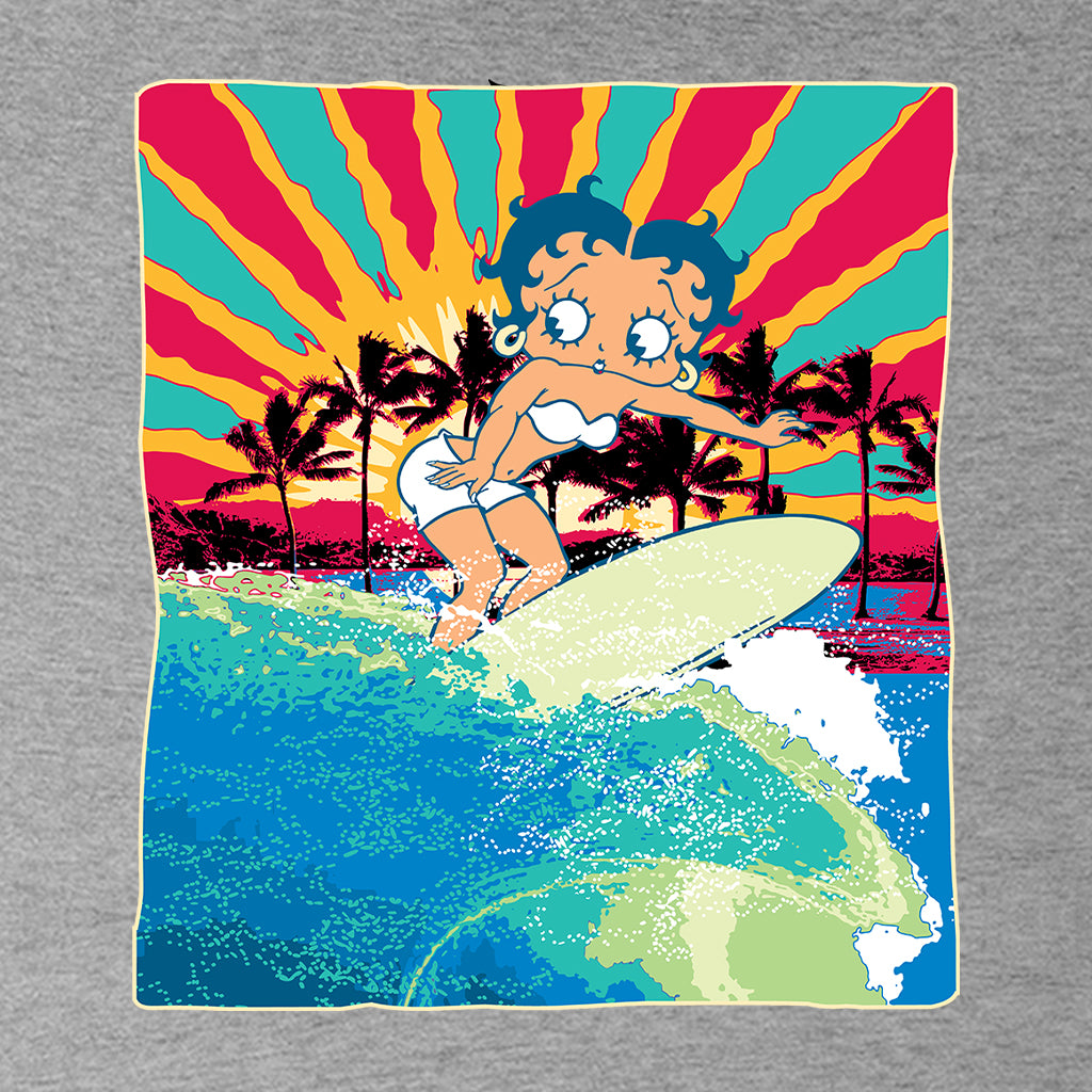 Betty Boop Surfer Betty Riding Wave Kids Hooded Sweatshirt