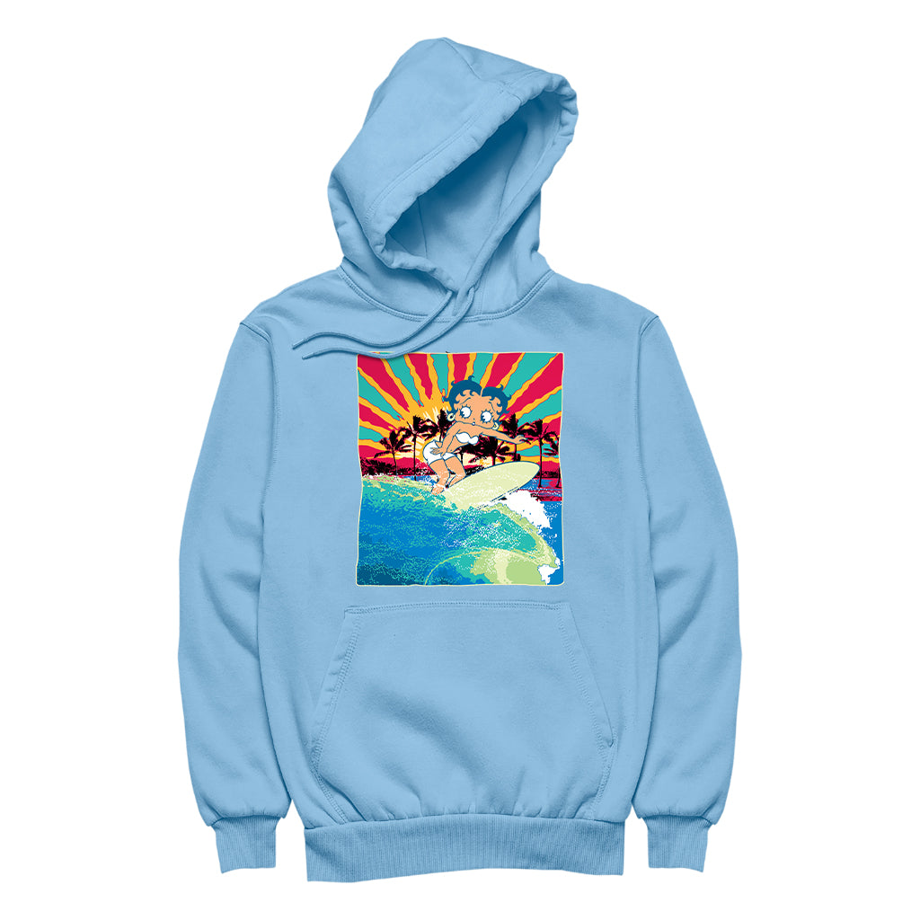 Betty Boop Surfer Betty Riding Wave Men's Hooded Sweatshirt