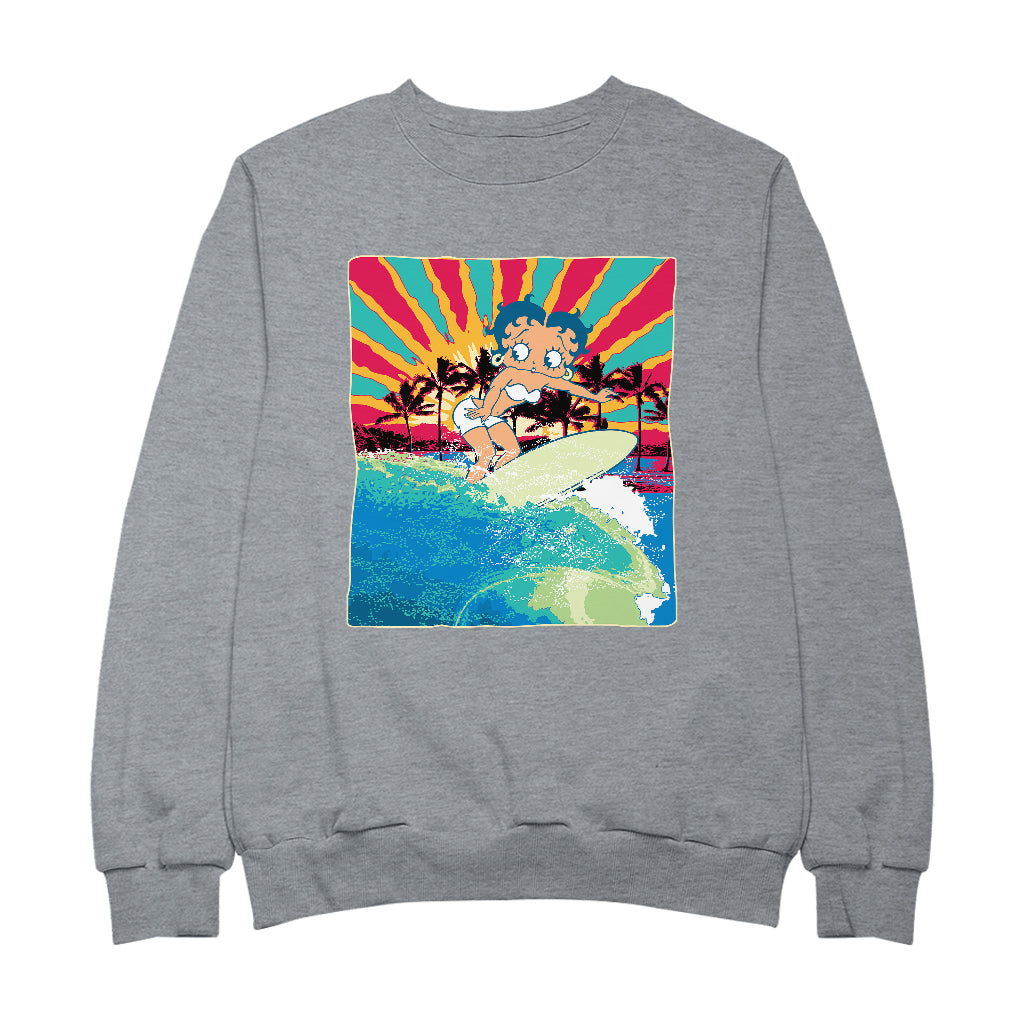 Betty Boop Surfer Betty Riding Wave Men's Sweatshirt