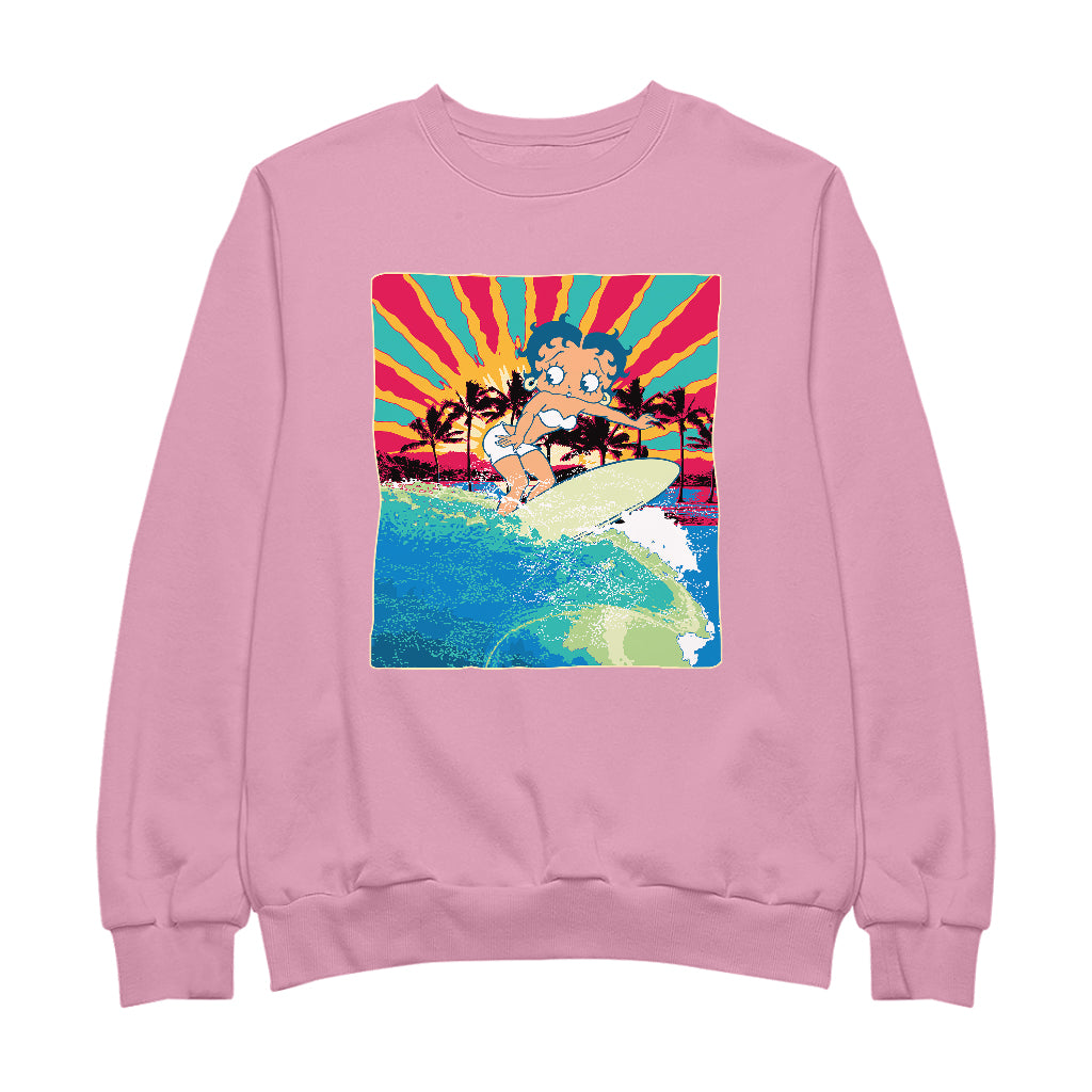 Betty Boop Surfer Betty Riding Wave Men's Sweatshirt