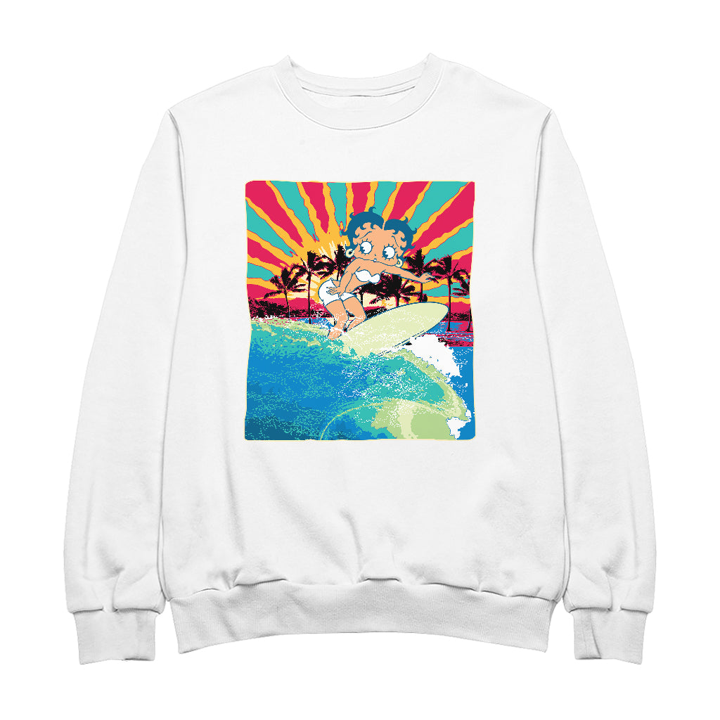 Betty Boop Surfer Betty Riding Wave Men's Sweatshirt