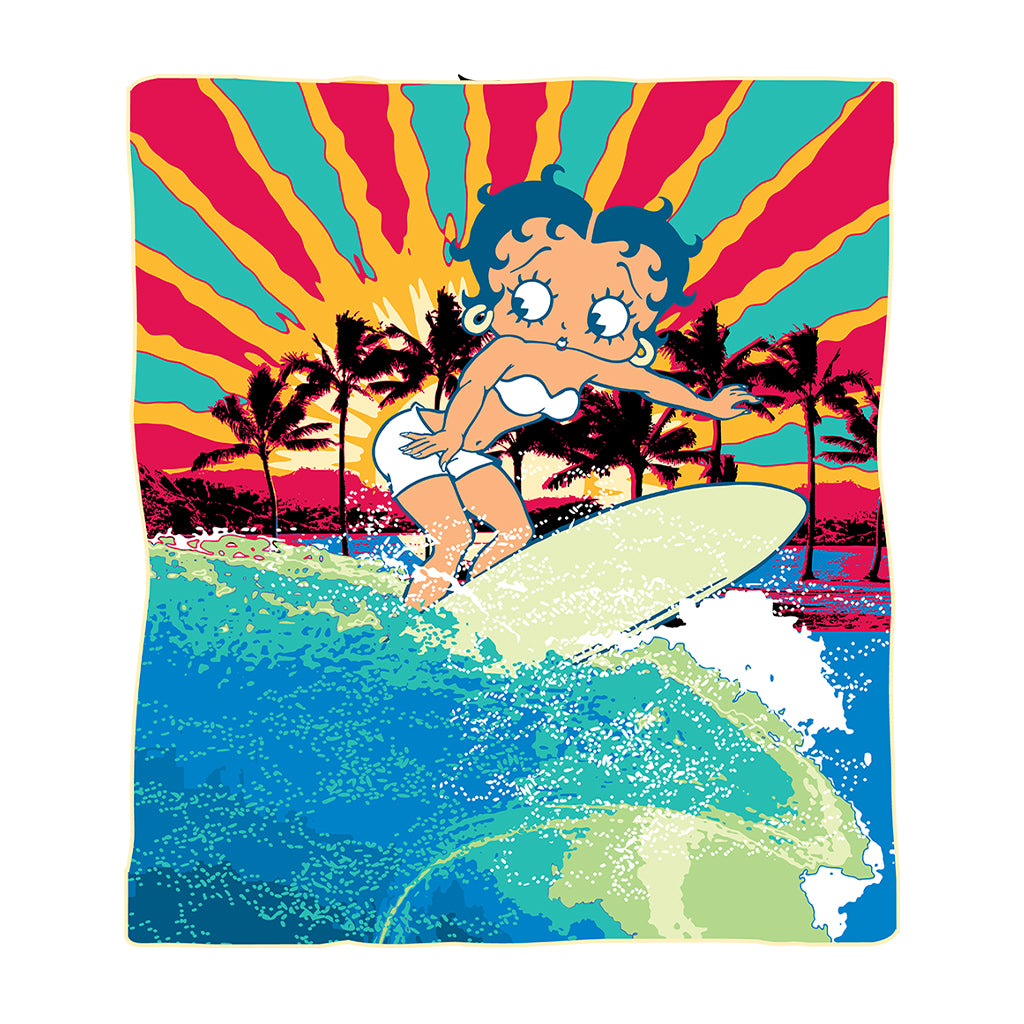 Betty Boop Surfer Betty Riding Wave Kids Sweatshirt