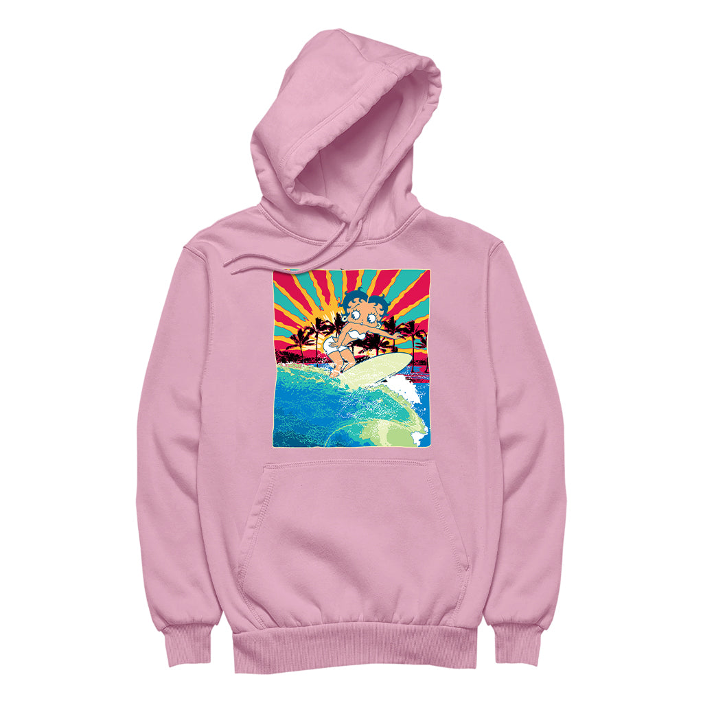 Betty Boop Surfer Betty Riding Wave Women's Hooded Sweatshirt
