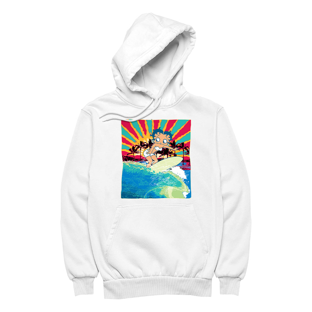 Betty Boop Surfer Betty Riding Wave Women's Hooded Sweatshirt
