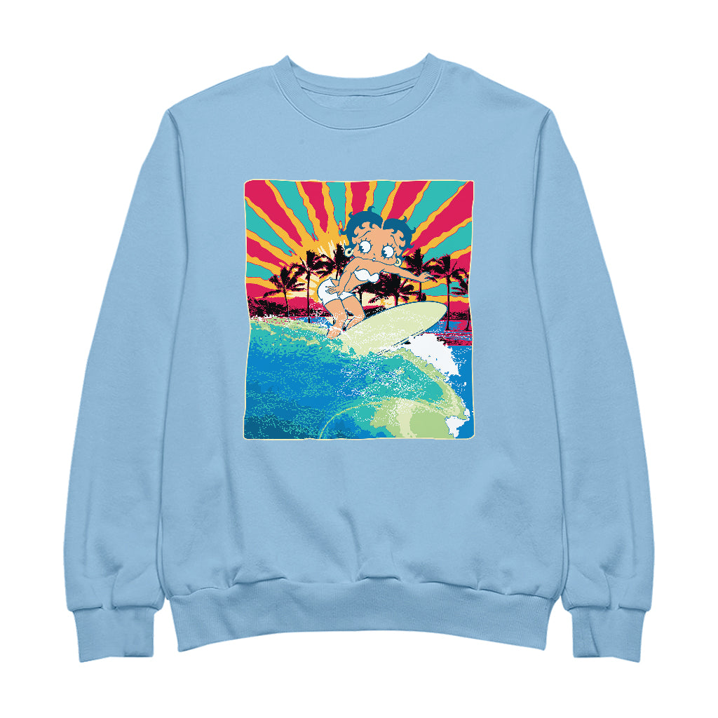 Betty Boop Surfer Betty Riding Wave Women's Sweatshirt