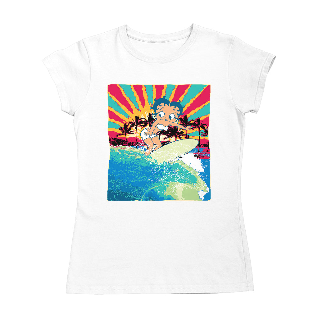 Betty Boop Surfer Betty Riding Wave Women's T-Shirt