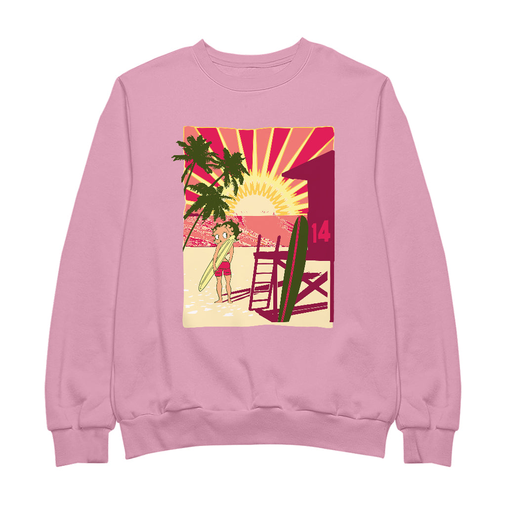 Betty Boop Sunset Beach Surfer Men's Sweatshirt