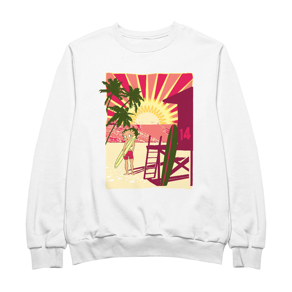 Betty Boop Sunset Beach Surfer Men's Sweatshirt