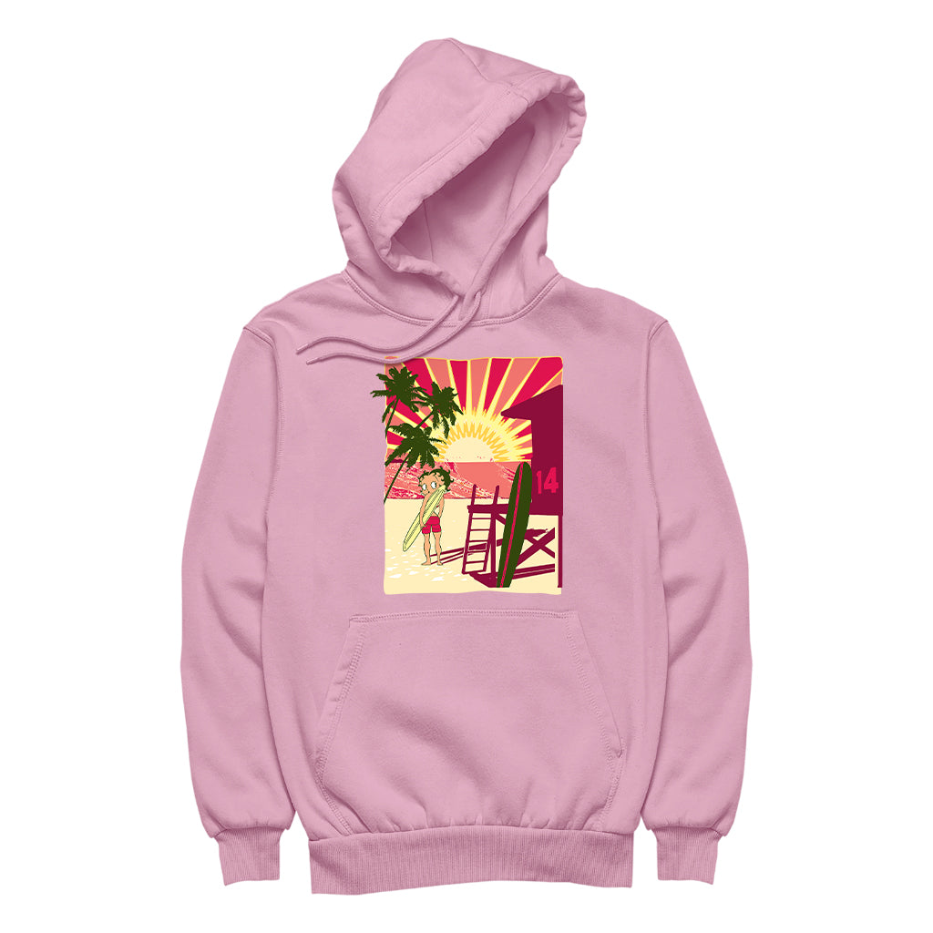 Betty Boop Sunset Beach Surfer Women's Hooded Sweatshirt