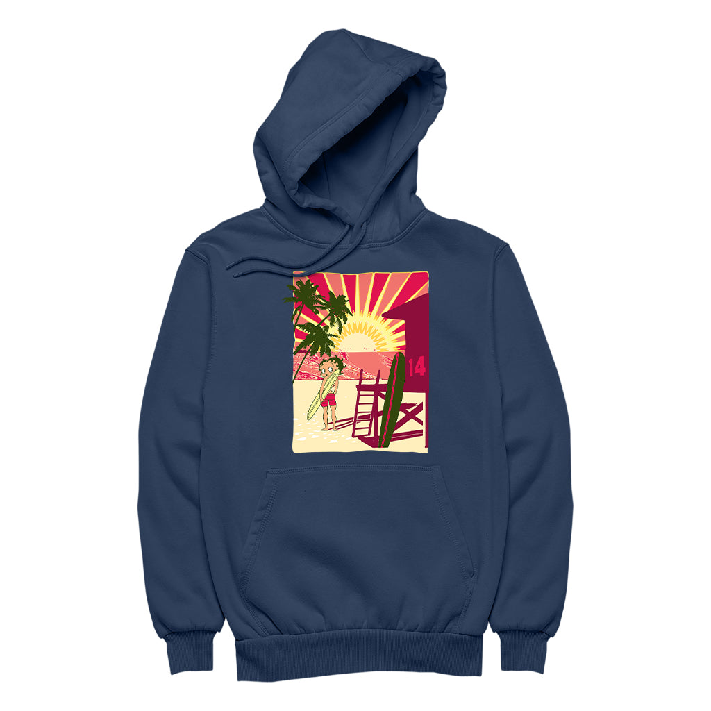 Betty Boop Sunset Beach Surfer Women's Hooded Sweatshirt