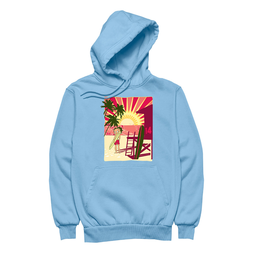 Betty Boop Sunset Beach Surfer Women's Hooded Sweatshirt