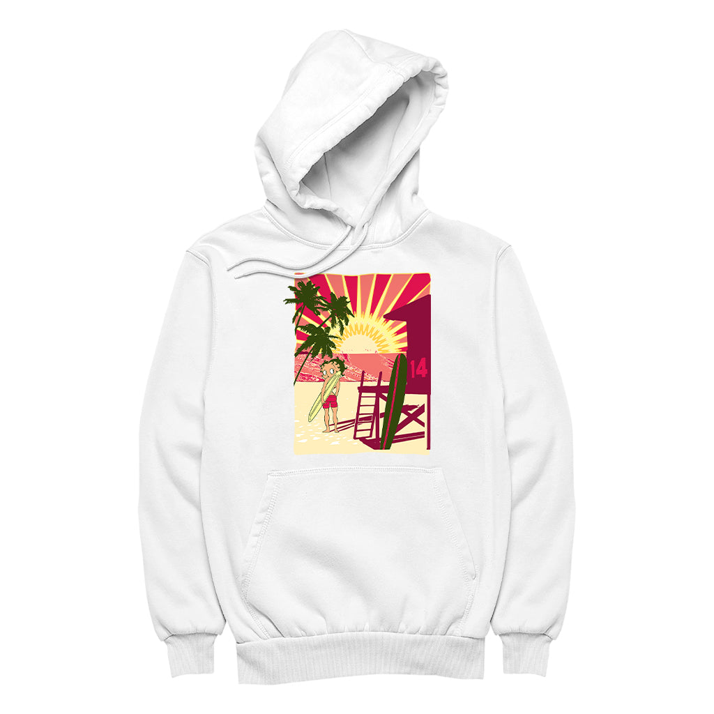 Betty Boop Sunset Beach Surfer Women's Hooded Sweatshirt