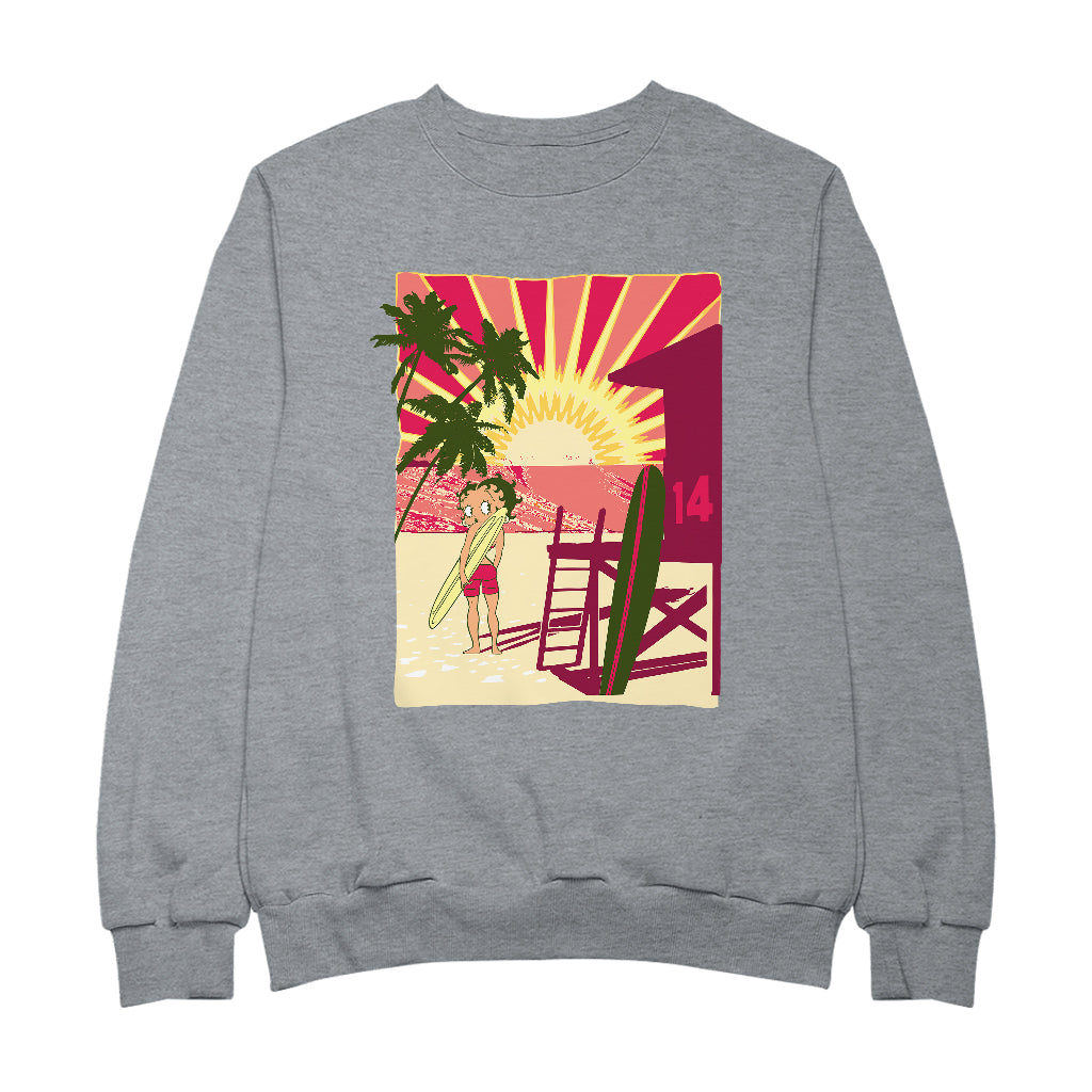 Betty Boop Sunset Beach Surfer Women's Sweatshirt