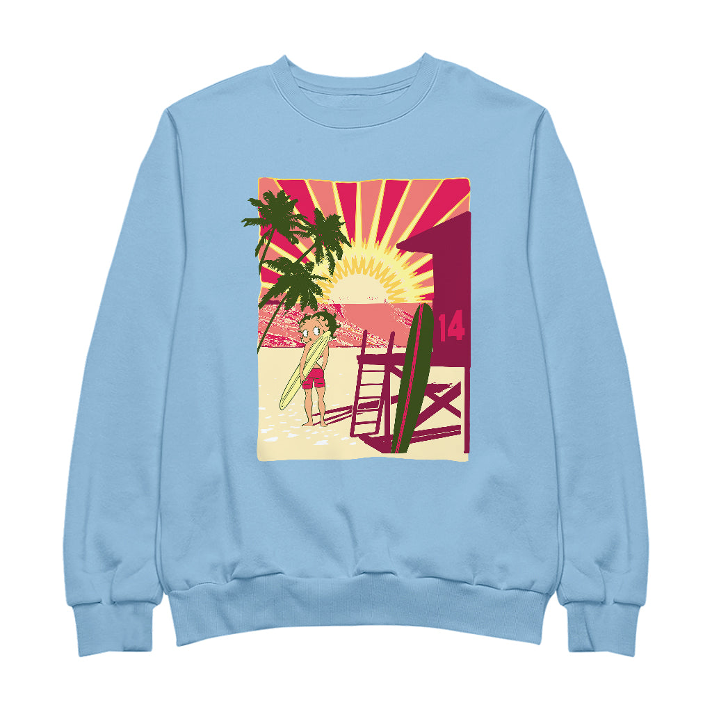 Betty Boop Sunset Beach Surfer Women's Sweatshirt