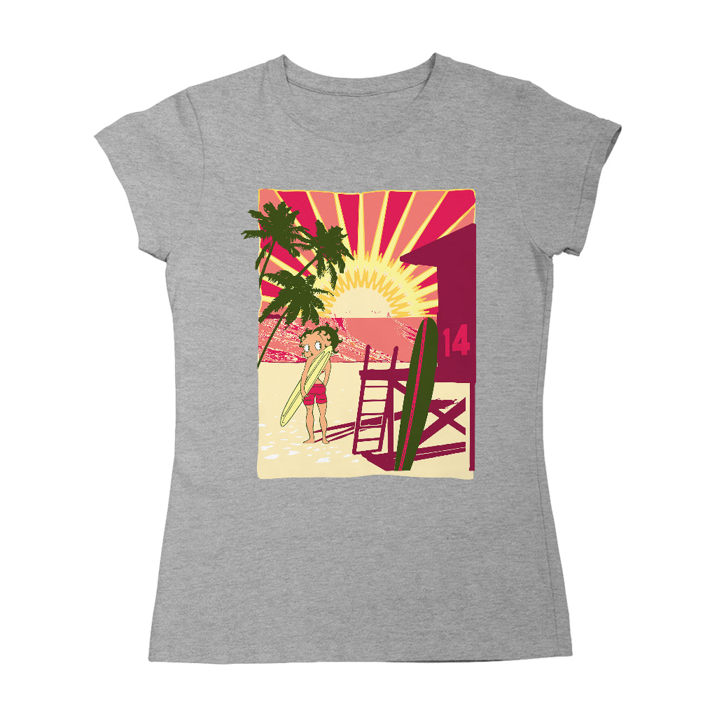 Betty Boop Sunset Beach Surfer Women's T-Shirt