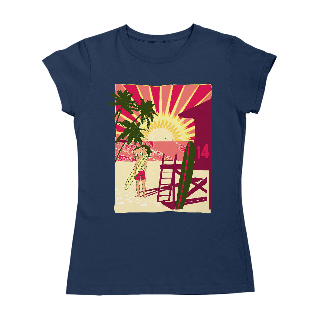 Betty Boop Sunset Beach Surfer Women's T-Shirt