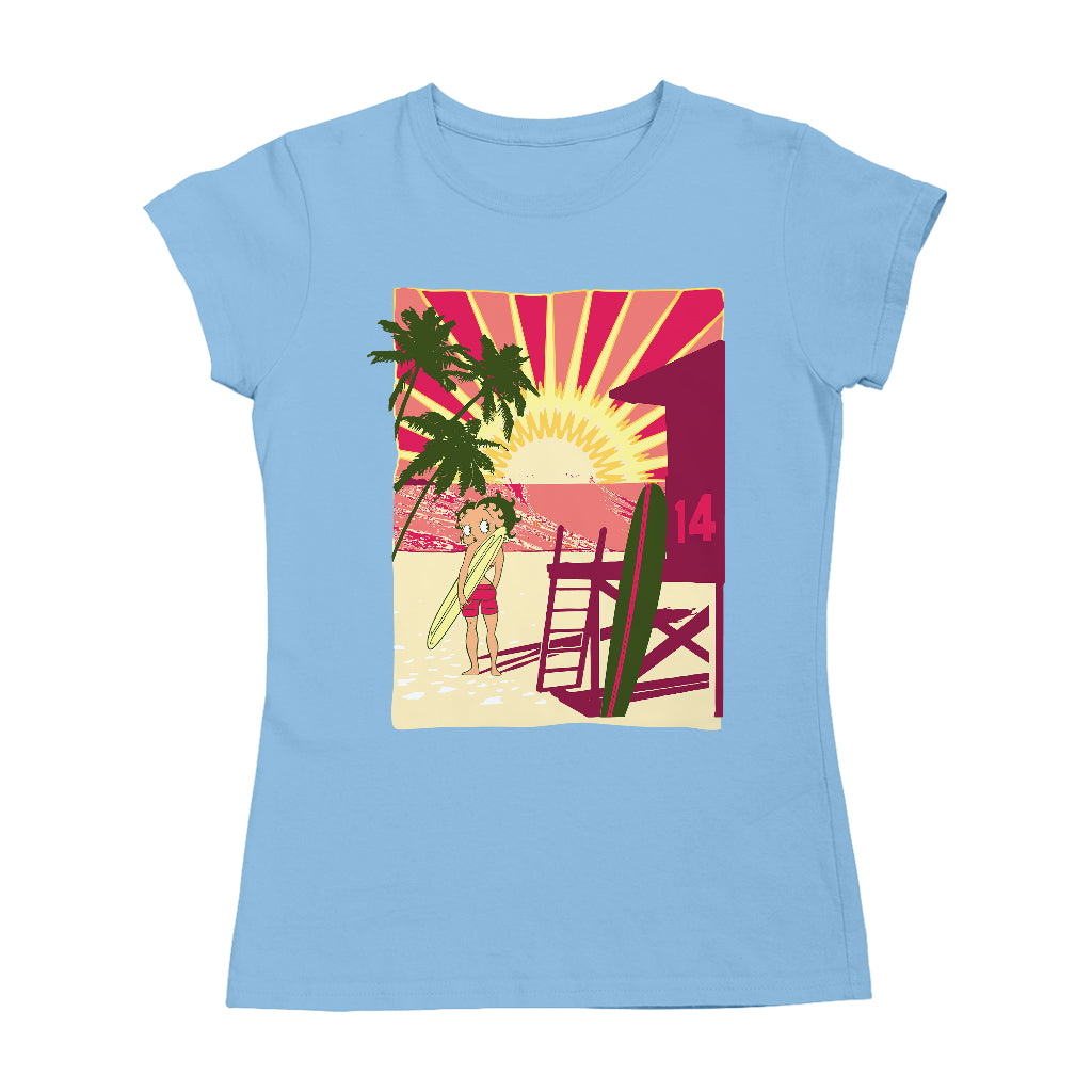 Betty Boop Sunset Beach Surfer Women's T-Shirt