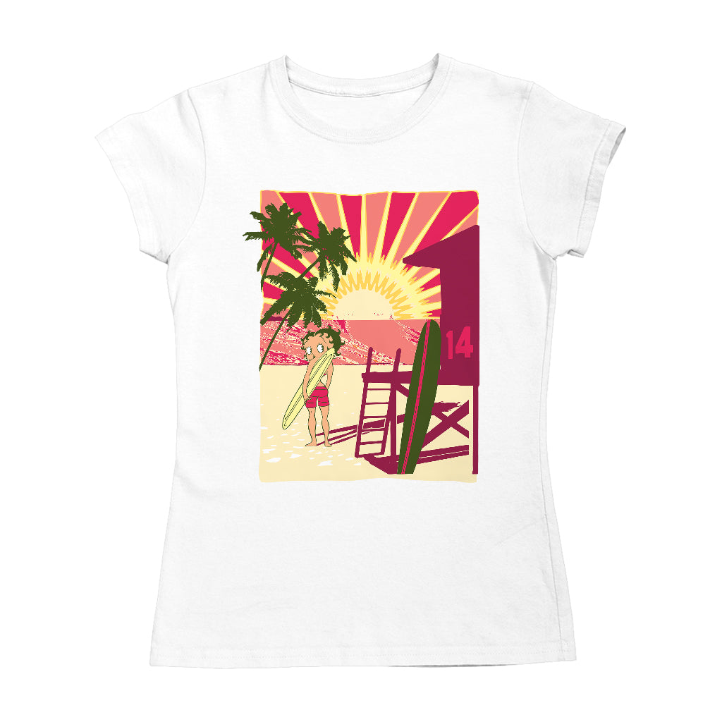 Betty Boop Sunset Beach Surfer Women's T-Shirt