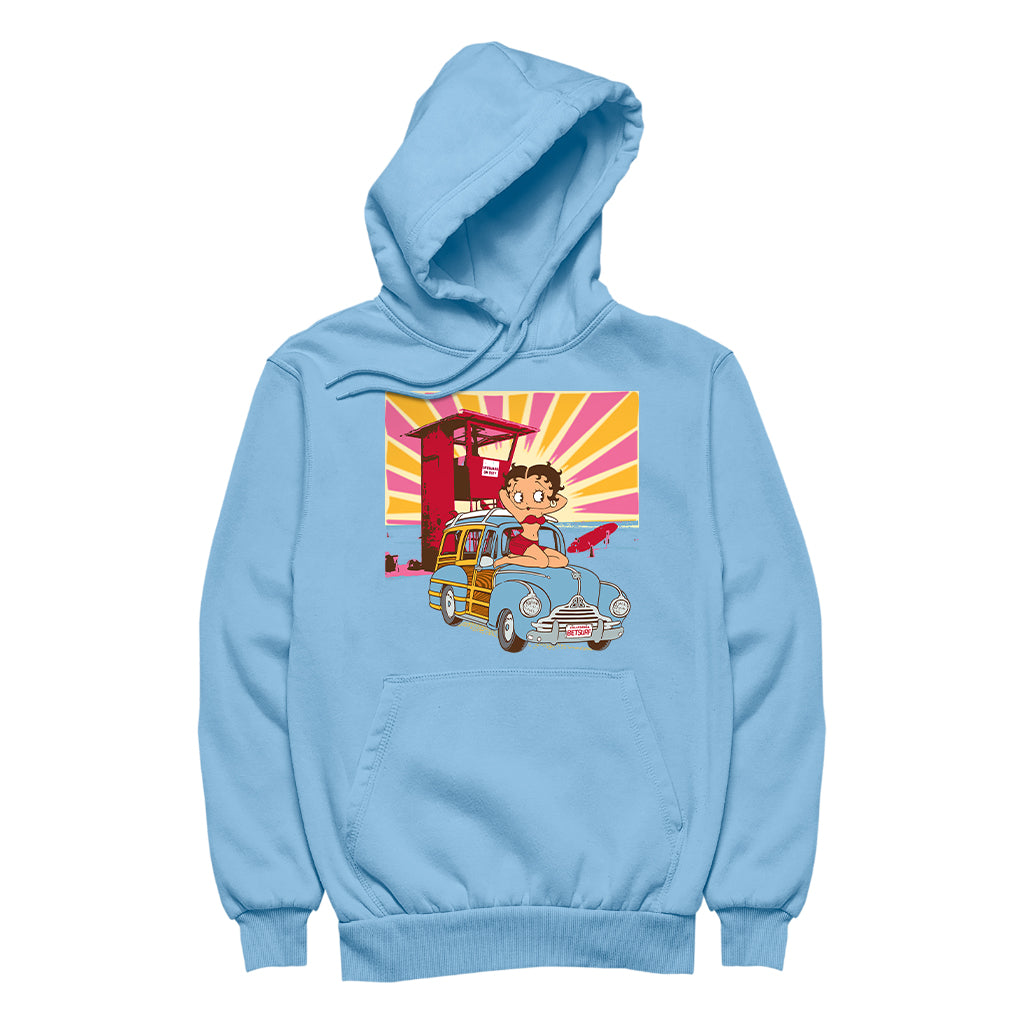 Betty Boop Beach Pin Up Surf Car Men's Hooded Sweatshirt