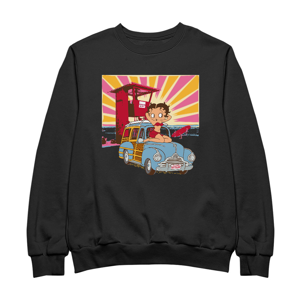 Betty Boop Beach Pin Up Surf Car Men's Sweatshirt