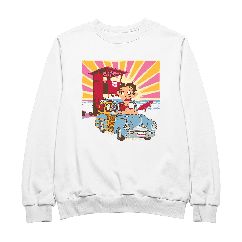 Betty Boop Beach Pin Up Surf Car Men's Sweatshirt