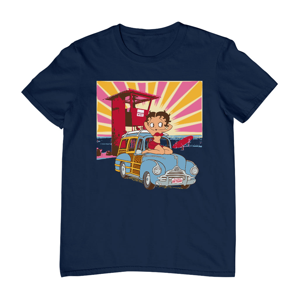 Betty Boop Beach Pin Up Surf Car Men's T-Shirt