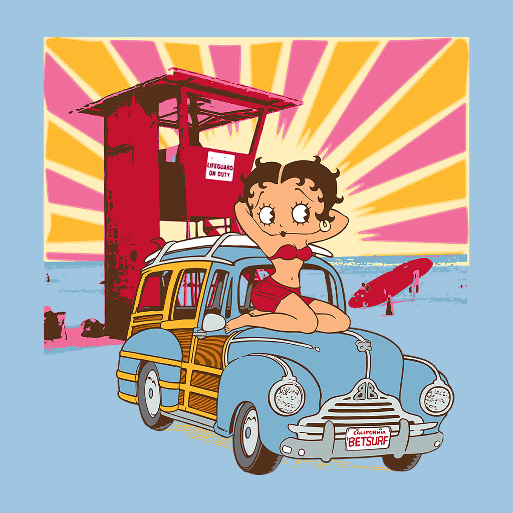 Betty Boop Beach Pin Up Surf Car Kids T-Shirt