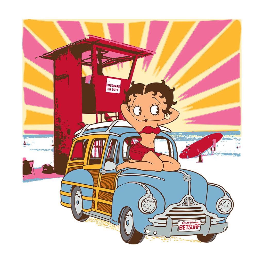 Betty Boop Beach Pin Up Surf Car Women's T-Shirt
