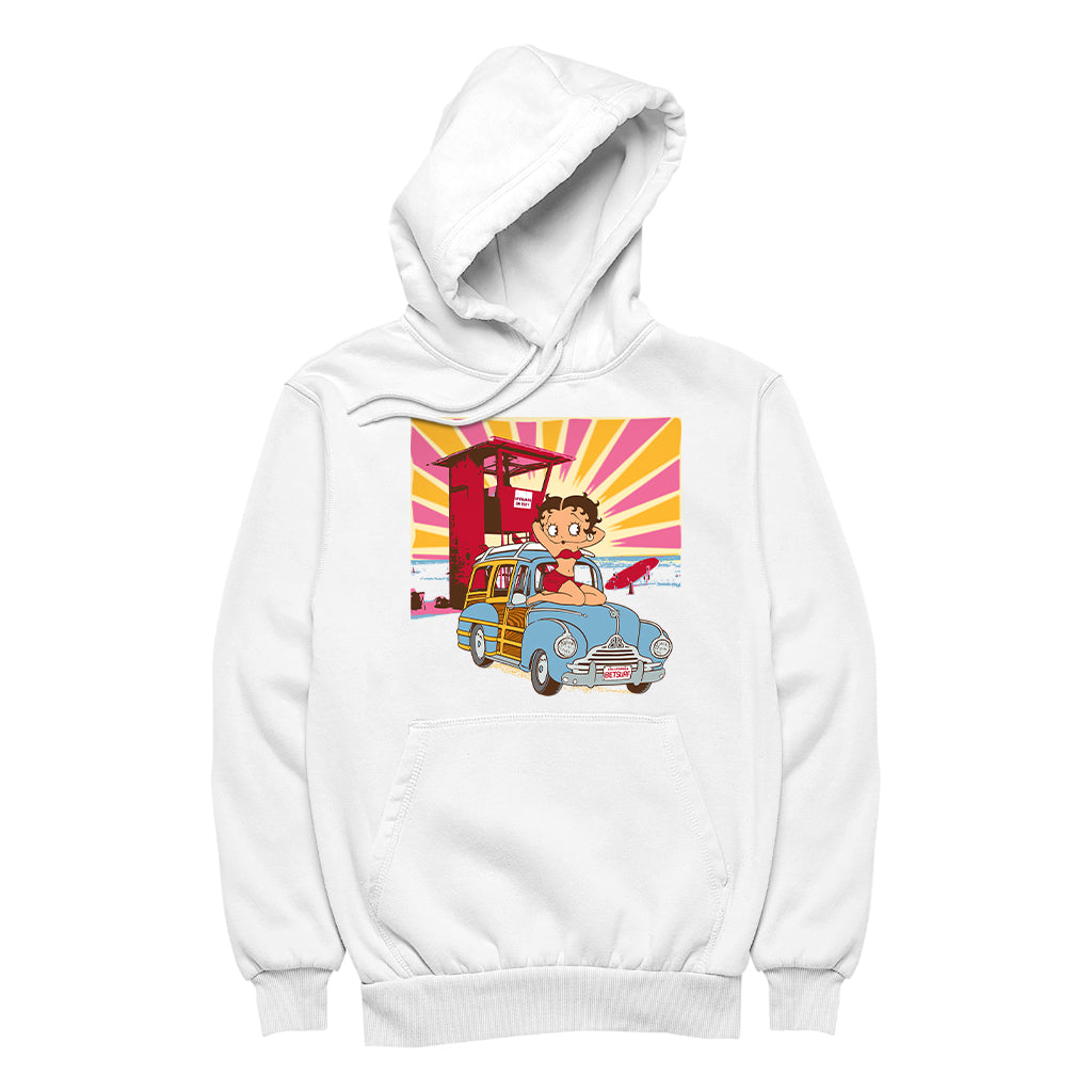 Betty Boop Beach Pin Up Surf Car Women's Hooded Sweatshirt
