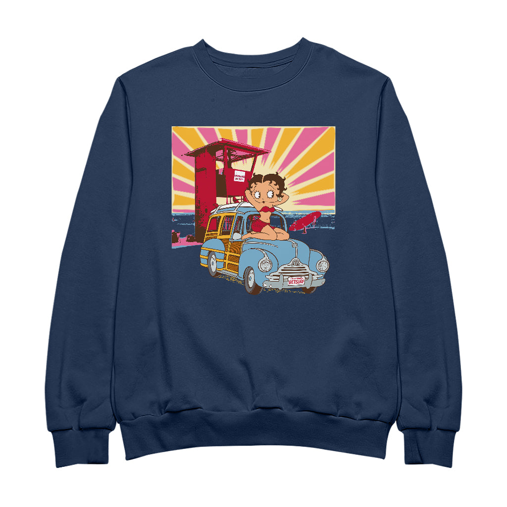 Betty Boop Beach Pin Up Surf Car Women's Sweatshirt