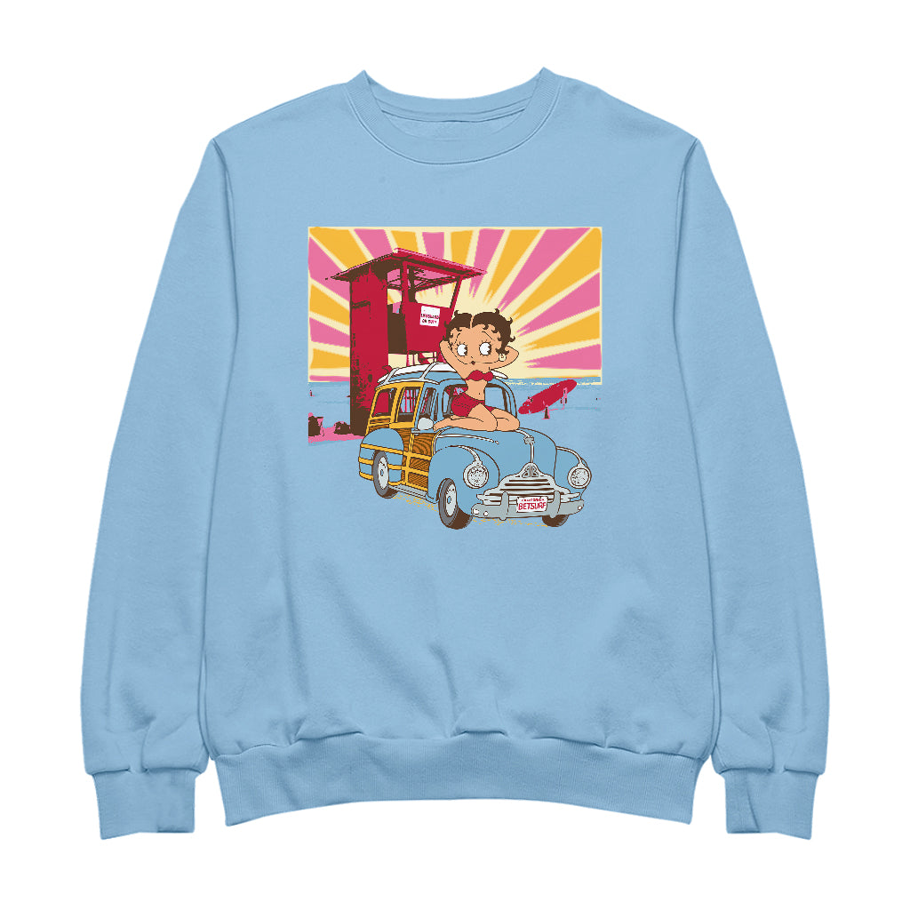 Betty Boop Beach Pin Up Surf Car Women's Sweatshirt