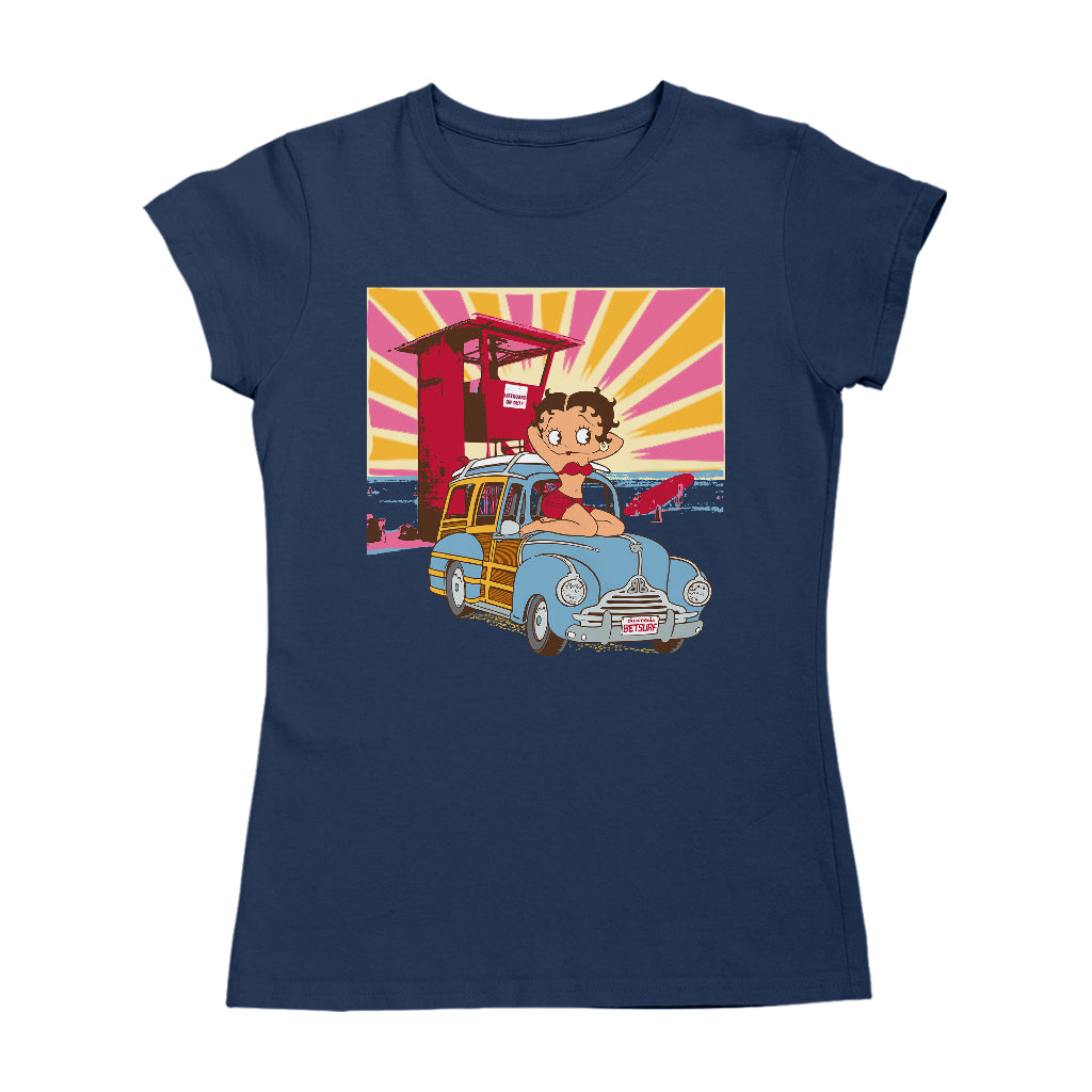 Betty Boop Beach Pin Up Surf Car Women's T-Shirt