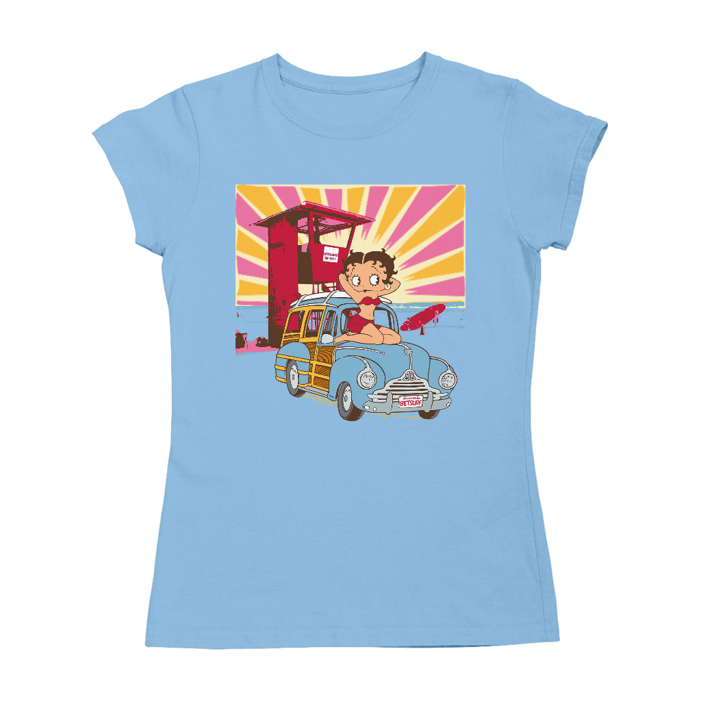 Betty Boop Beach Pin Up Surf Car Women's T-Shirt