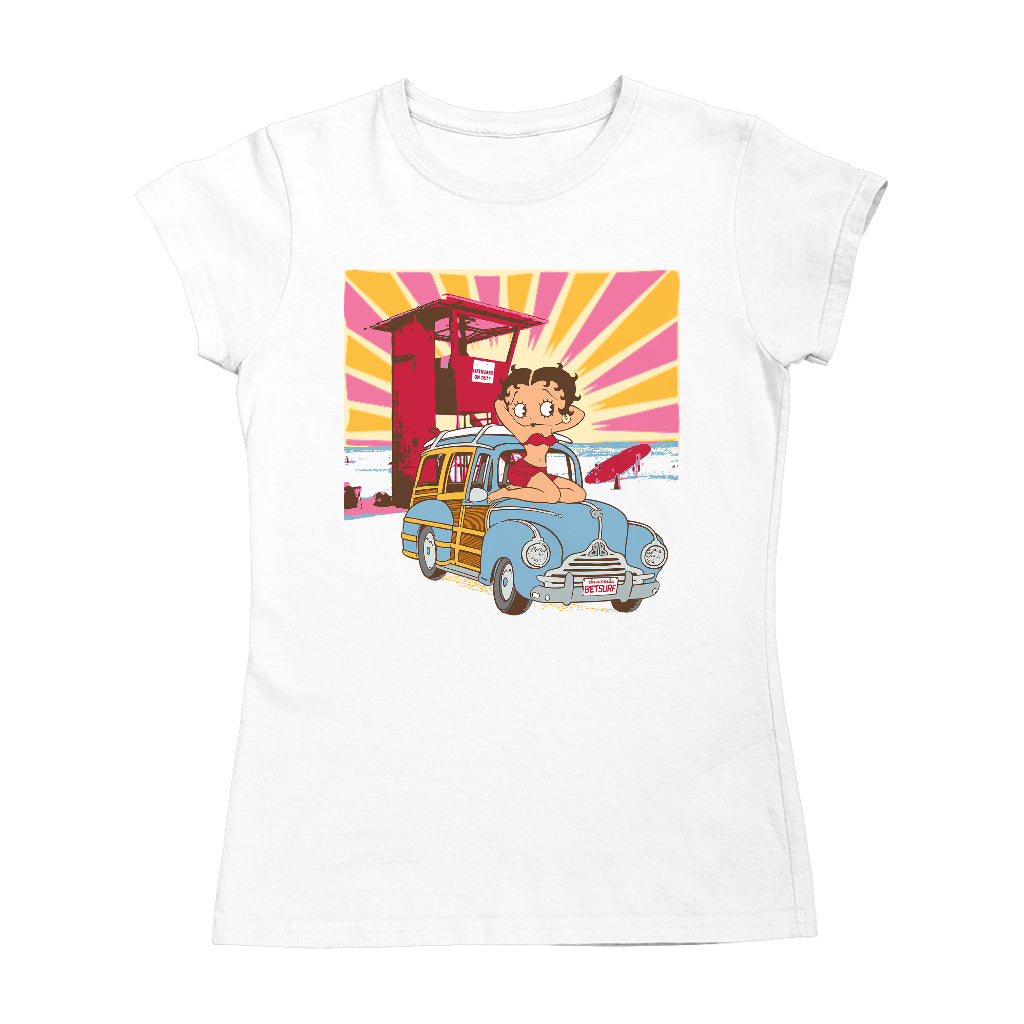 Betty Boop Beach Pin Up Surf Car Women's T-Shirt