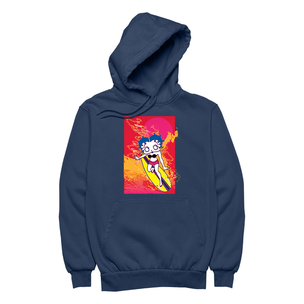 Betty Boop Surfing Sunset Wave Art Men's Hooded Sweatshirt