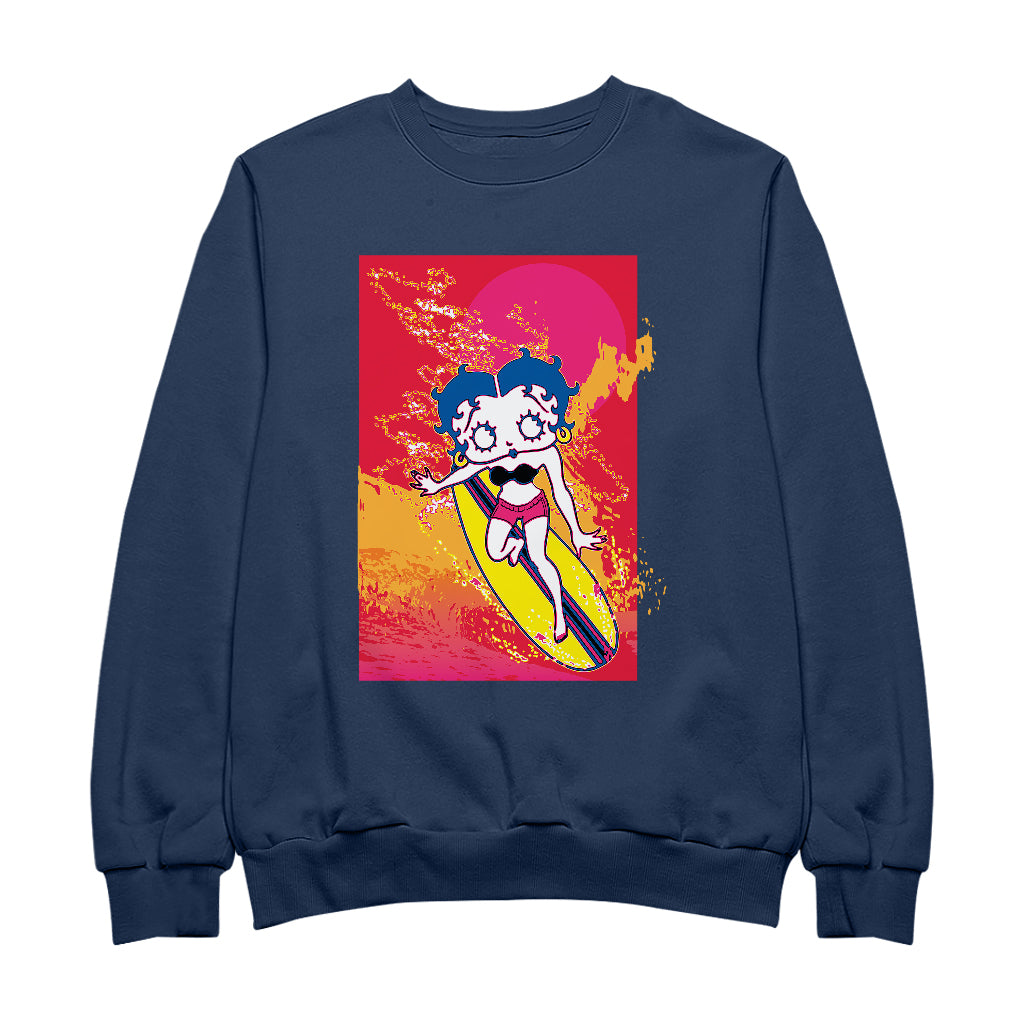 Betty Boop Surfing Sunset Wave Art Men's Sweatshirt