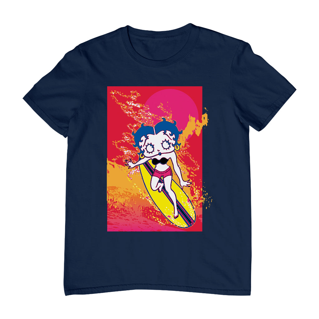 Betty Boop Surfing Sunset Wave Art Men's T-Shirt