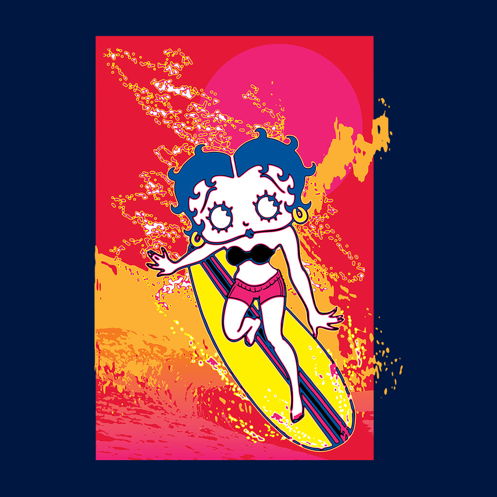 Betty Boop Surfing Sunset Wave Art Kids Hooded Sweatshirt