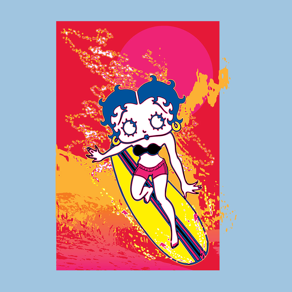 Betty Boop Surfing Sunset Wave Art Kids Hooded Sweatshirt