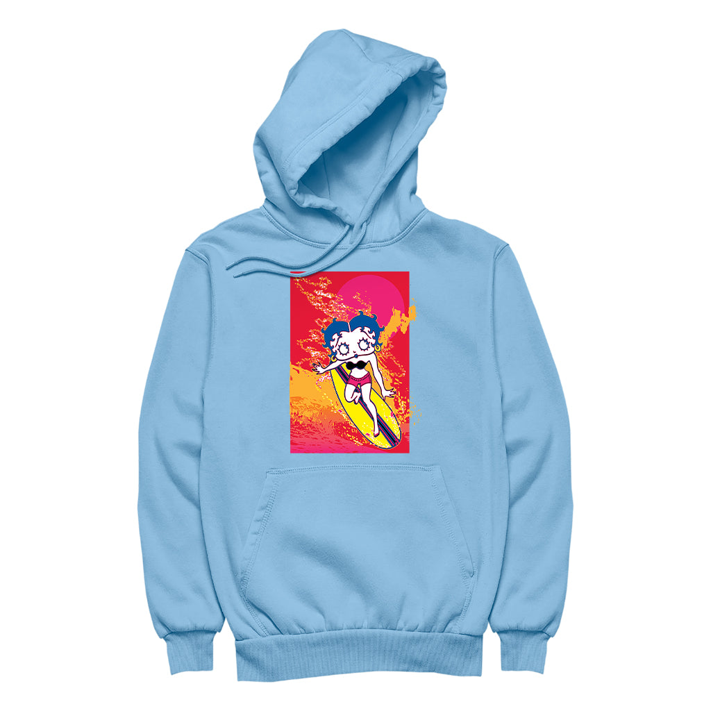 Betty Boop Surfing Sunset Wave Art Women's Hooded Sweatshirt
